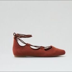 AEO pointed toe lace up Ballet Flats